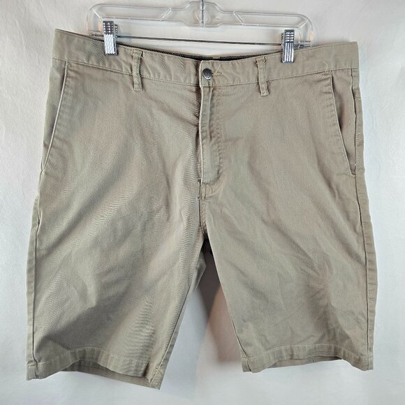 Volcom Shorts Mens 36 Khaki Tan Chino Classic Casual Skateboard 10" Inseam Basic - Picture 1 of 9